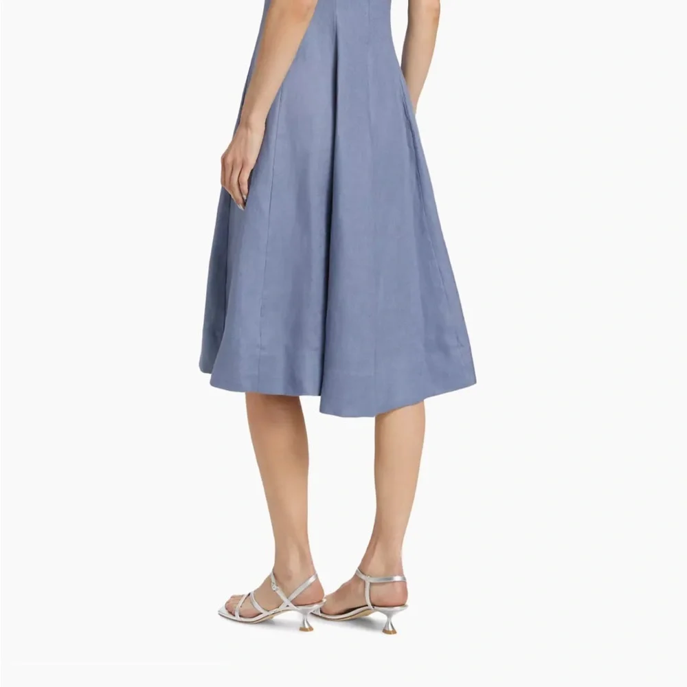Reformation Sebastien linen midi dress in cornflower - size 8 - Picture 4 of 11
